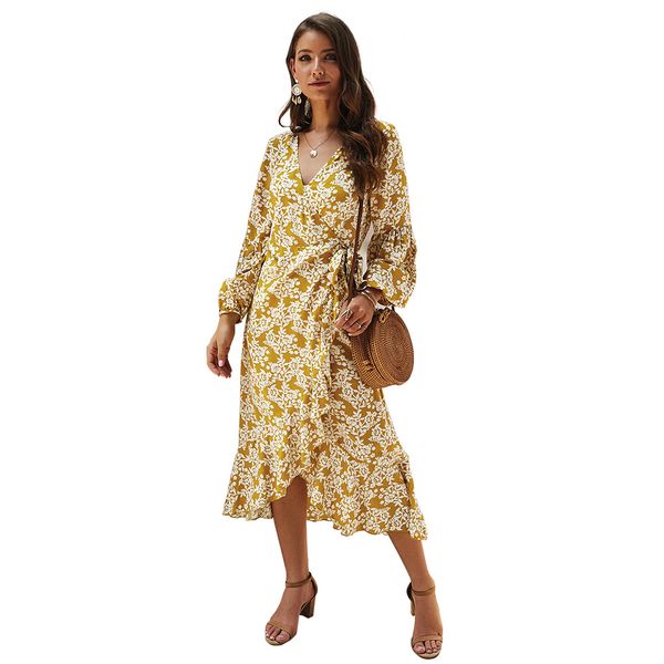 

2020 New long sleeve printed causal dress for spring autumn
