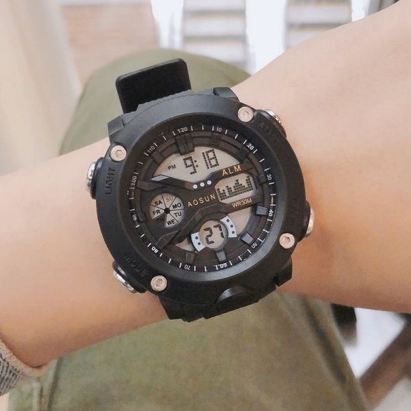 

mcbf7 harajuku стиль большого набора электронных многофункциональный водонепроницаемый светящихся спортивные молодежные электронные часы мал, Blue