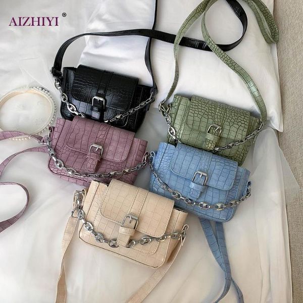 

retro alligator pu chain crossbody bag women small travel shoulder handbag