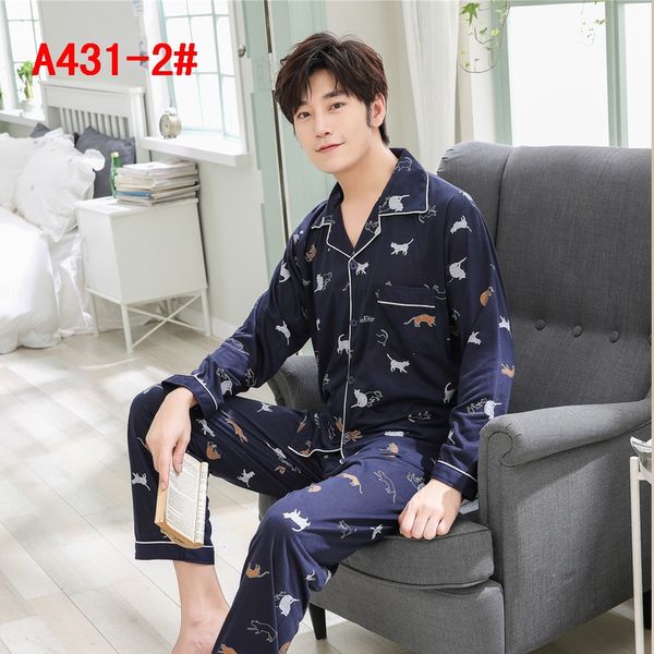 

lmpvk men's long-sleeved pajamas pajamas cotton spring and autumn home wear men's autumn and winter cotton youth leisure large siz, Black;brown