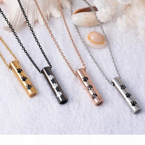 

cylinder cremation urn pendant pet urn peaceful memorial keepsake dog cat memorial ash keepsake pendant necklace funeral casket, Silver