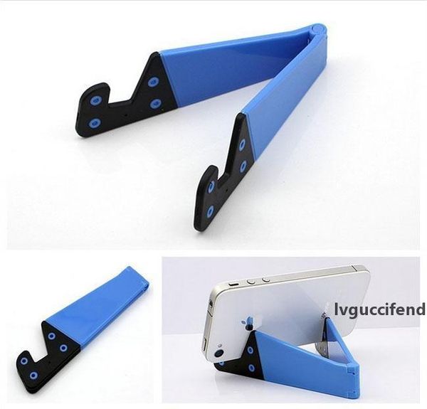 

universal foldable mobile cell phone stand holder for smartphone and tablets dual support v shaped folding bracket for phones tablet pc
