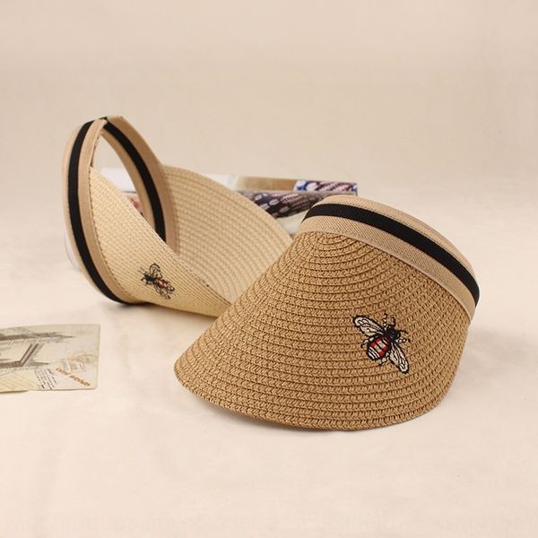 

women's bicycle sunscreen empty outdoor hair band sun embroidered little bee straw hat bicycle sunscreen hat, Blue;gray