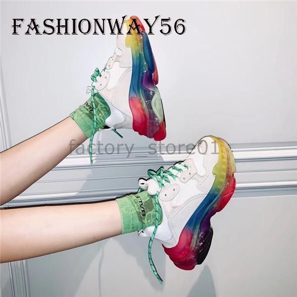 

new crystal bottom triple-s leisure shoes paris luxury dad shoes rainbow triple s sneakers for men women vintage kanye old grandpa