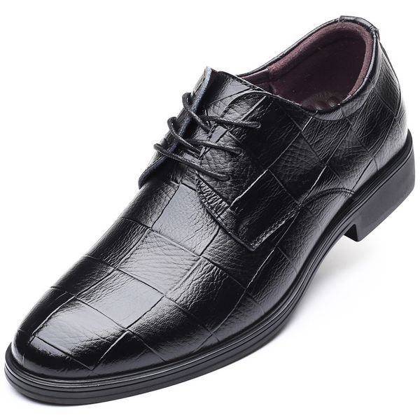 

2020 new brogue shoes men breathable leather party shoes business dress pointed toe oxfords wedding luxury men, Black
