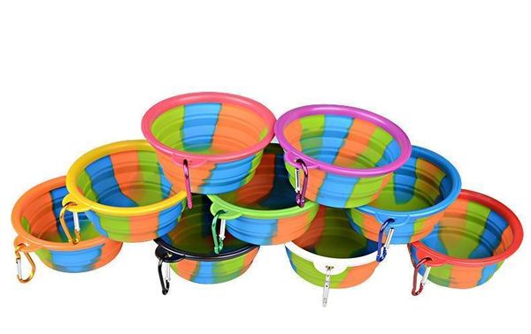 

camouflage pet bowl silicone collapsible folding puppy bowl with carabiner portable pet dog bowl for outdoor travel food water feeding