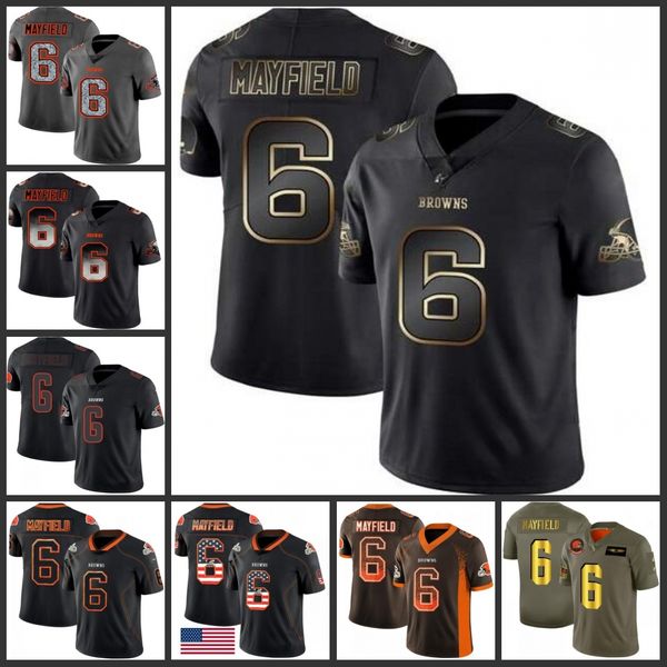 

cleveland browns men #6 baker mayfield men's limited women youth jersey, Black;red