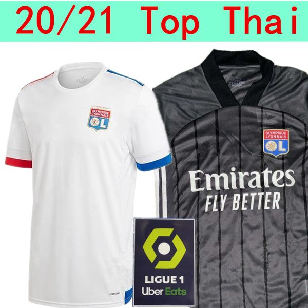 

maillot de foot olympique lyonnais 20 21 home soccer jersey 2020 2021 lyon away football shirt traore memphis fekir men kit, Black;yellow