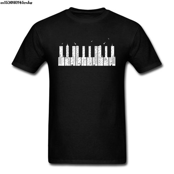

men's t-shirts denmark piano skyline t shirts note tee for men math casual t-shirt 2021 summer tshirt p37, White;black
