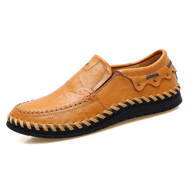 

men's leather driving shoes 2020 new fashion mens casual shoes for men brand design flats loafers handmade, Black