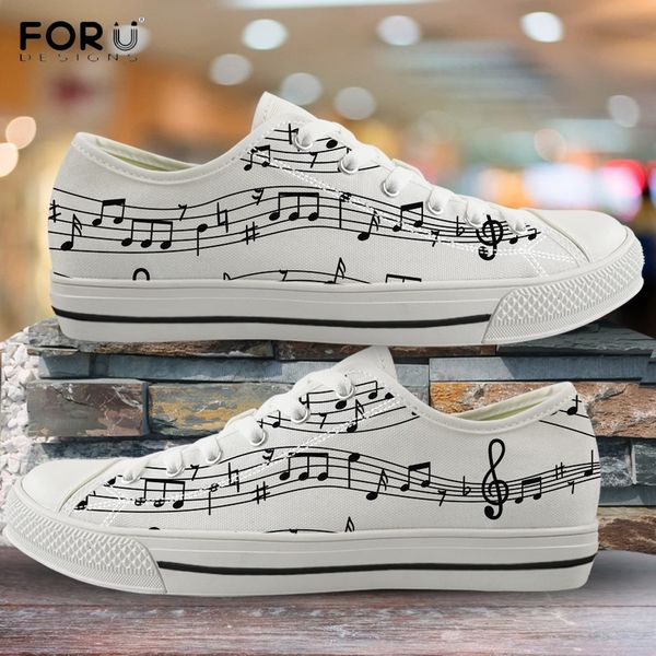 

forudesigns мода музыкальные ноты для печати женщина low top canvas дышащие узелок кроссовки девушки леди повседневная обувь цельнолитные mx, Black