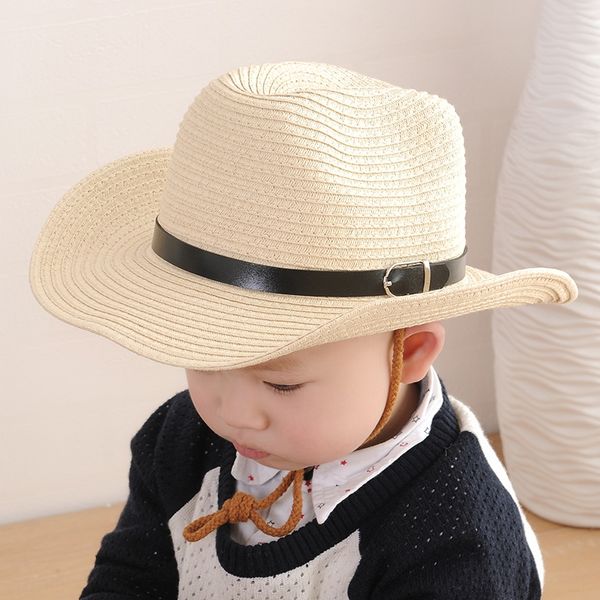 

new parent-child straw cowboy cowboy sun hat parent-child sun hat 4-color, Yellow
