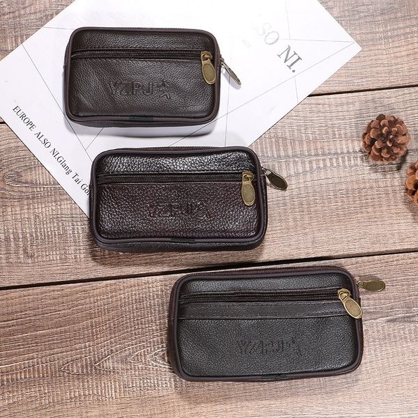 

4dgs9 men's cowhide horizontal and vertical zipper running 4.0-7 inches wearing belt mobile middle-aged and elderly phone bag mobile ph