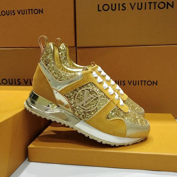 

blingbling women shoes fashion run away sneaker lace -up breathable design lady casual shoes with origin box chaussures de femme luxury, Black