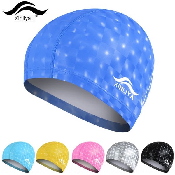 

xin li ya new arrivals long hair don't le tou swimming fashion waterproof water cube pu coating cap swimming cap
