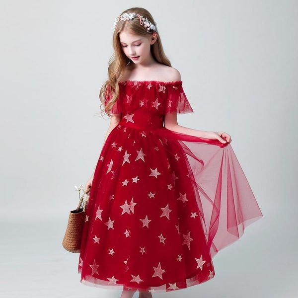 

2020 red black flower girl dresses for weddings ball gown tulle ruffles long first communion dresses for little girls, Red;yellow