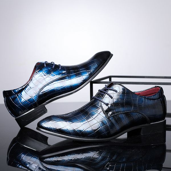 

new crocodie pattern british men leather lace-up wedding dress shoes party gentleman oxfords shoes big size 37-48, Black
