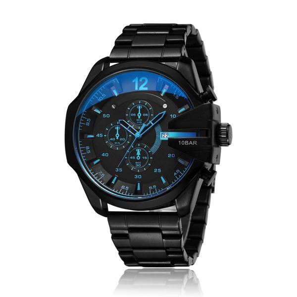 

d4318 mens analog quartz watch fashion sport wristwatch waterproof black stainless steel male watches clock relogio masculino drop shipping