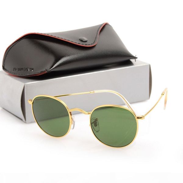 

new round metal sunglasses дизайнер очки очки золото рамки 50 мм стеклянные линзы мужские женские солнцезащитные очки марка унисекс солнцеза, White;black