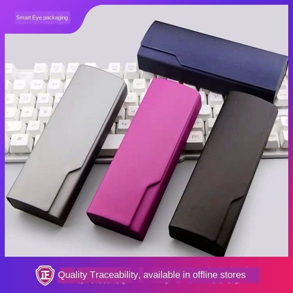 

high-end handmade box small-mouth glasses case handmade glasses case leather, Blue