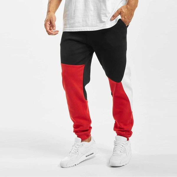 

spliced sport jogging pants men loose bodybuilding fitness sweatpants joggers gym training pants soccer trousers running, Black;blue