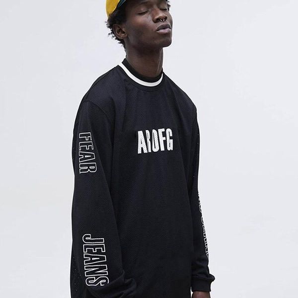 

20ss fg letter printed mesh tee men women casual simple long sleeve high street skateboard pullover t-shirt summer breathable hfymtx829, White;black