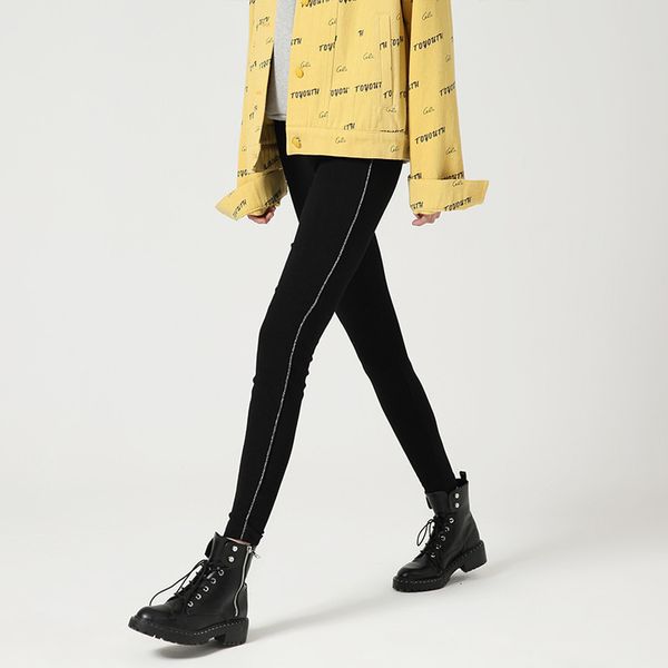 

autumn new black leggings outwear striped thin casual pants slim thins pencil pants