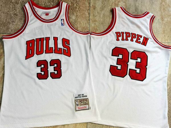 

men's scottie pippen mitchell ness 1997-98 white stitched jersey, Gray