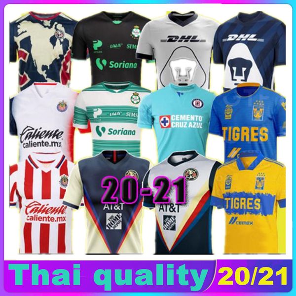 

20 21 club america cruz azul soccer jersey 2021 guadalajara chivas tijuana unam tigres home away third liga mx football shirts santos laguna, Black;yellow