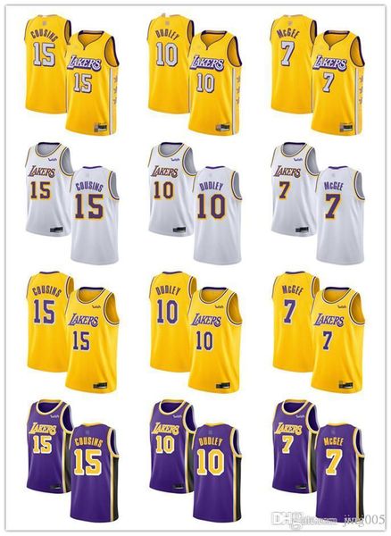

mensÂ womensÂ youth los angeles lakers 15 demarcus cousins 10 jared dudley 7 javale mcgee yellow custom basketballÂ jerseys, Black;red