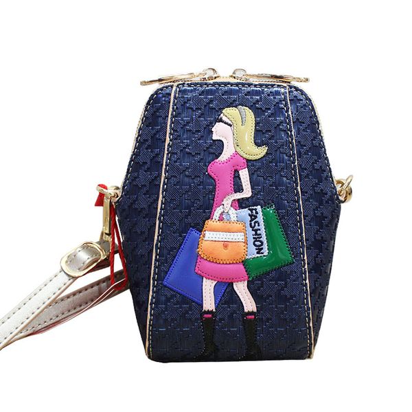 

women bags leather patchwork embroidery messenger bag girl shoulder bags bag braccialini style art cartoon shopping girl