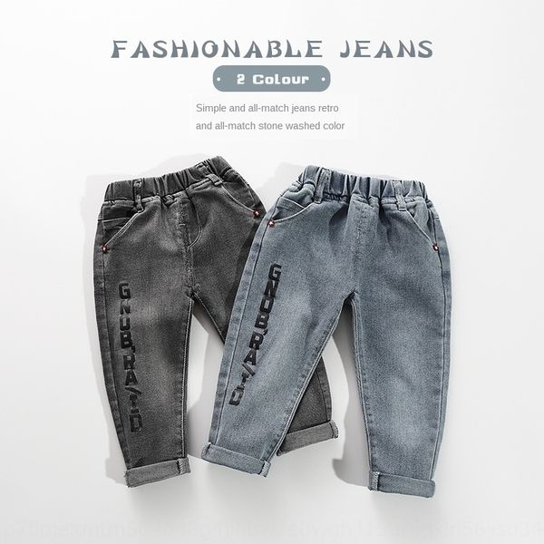 

pants 2020 spring and autumn boys' fashionable fashionable simple and children's pants jeans children's jeans, Blue