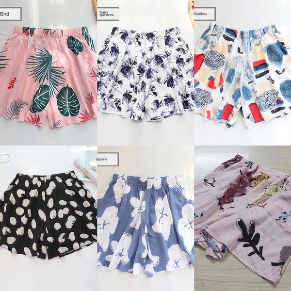 

women's thin loose skirt rayon artificial cotton cotton silk home shorts beach pants summer pajamas shorts beach pants, Black;brown