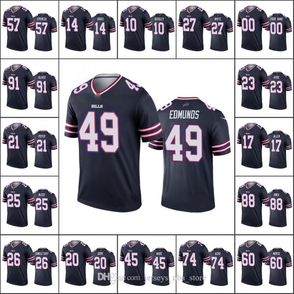 

buffalo bills men #25 lesean mccoy 14 stefon diggs 17 josh allen 91 oliver women youth nfl custom navy inverted legend jersey, Black;red
