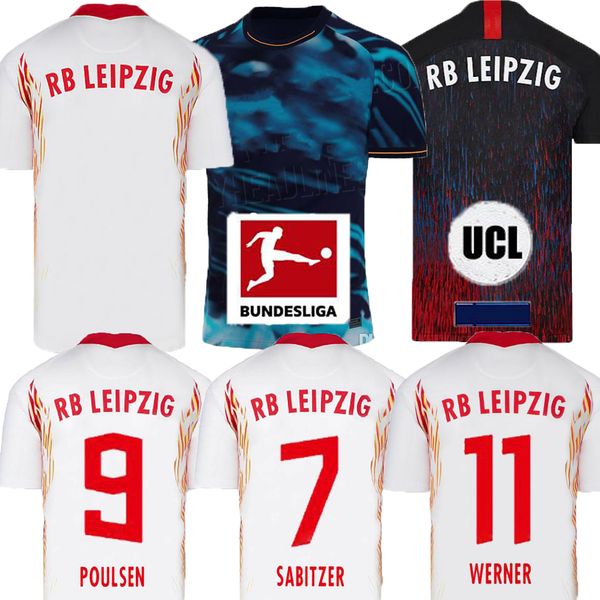 

20 21 rbl home white werner soccer jersey forsberg 2020 rbl olmo football shirt nkunku sabitzer soccer shirts schick jersey, Black;yellow