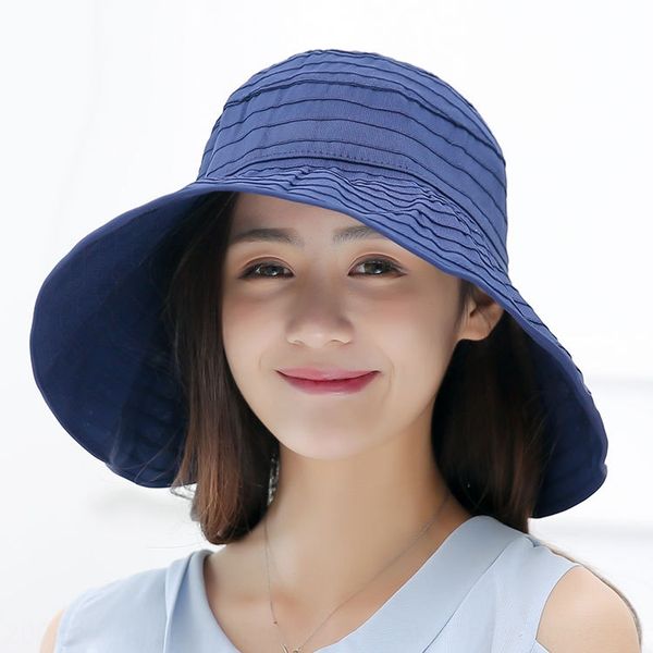 

uv-proof foldable female outdoor parent-child korean anti uv folding sun hat semi-empty sun hat, Blue;gray