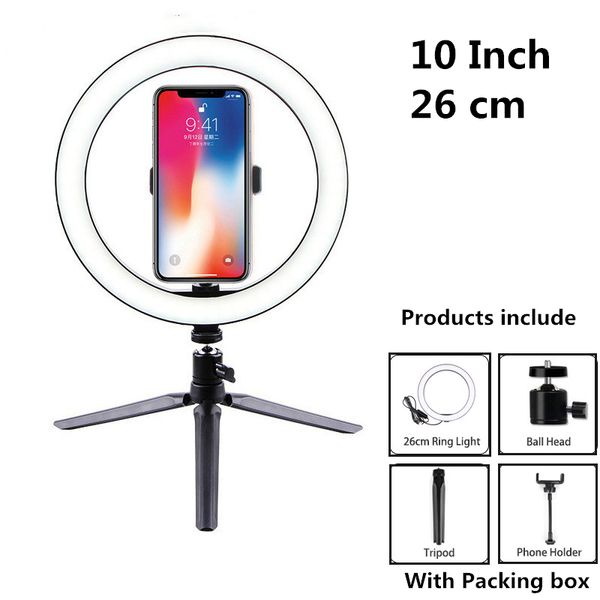 

qualitypgraphy led selfie ring light 26cm dimmable camera phone ring lamp 10inch with table tripods for makeup video live st