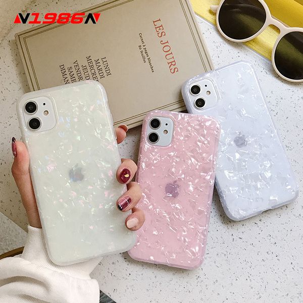 

для iphone 6 6s 7 8 plus 11 pro x xr xs max se phone case glossy блеск bling раковины marble soft imd для iphone 11