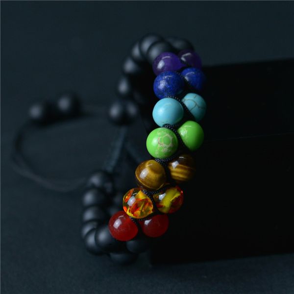 

double layer 7 chakra natural stone bracelet lava rocks turquoise bracelet women mens bracelets bangles fashion jewelry will and sandy gift, Black