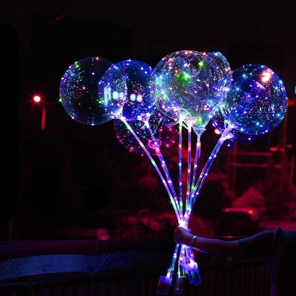 Nova Bobo Bola Luz LED Linha Corda Balão Luz DIY Transparente Decoração De Festa Brilhante Iluminação Grande Para Crianças Brinquedo Presente