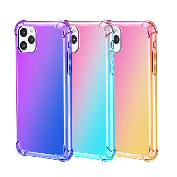 

endurable tpu gradient color case for iphone 11 xr xs x pro max air cushion anti-dropping designer phone cases for 6 6s 7 8 plus