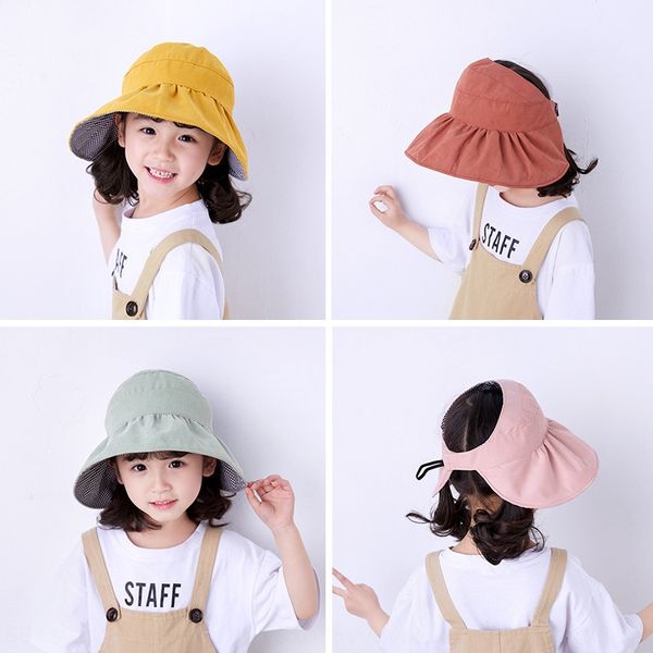 

детские вс шляпы шляпа пустого навес большое доверху летом детское путешествие нью-девушкой солнцезащитного навес двухсторонний складной при, Yellow