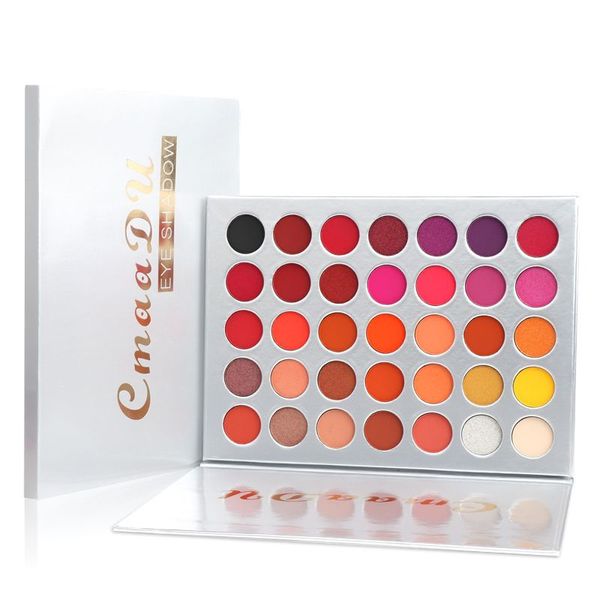 Cmaadu 35 colori scatola argento opaco luccichio ombretto glitter metallizzato tavolozza ombretto flash impermeabile 20 set / lotto DHL