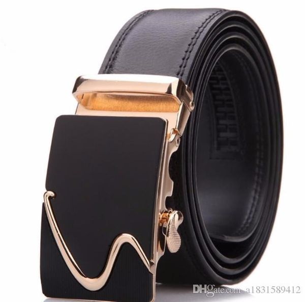 

ew fashion mens business belts ceinture automatic buckle genuine leather belts for men waist belt ing, Black;brown