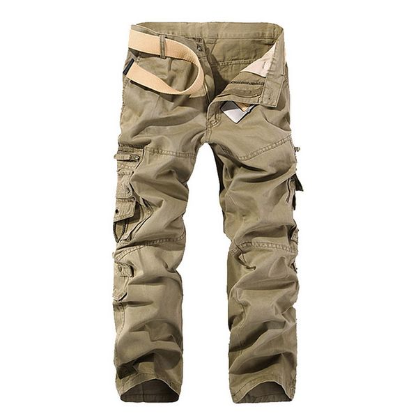

2020 men cargo pants camouflage trousers safari fashion causal straight multi-pockets fitness gyms soft pants, Black