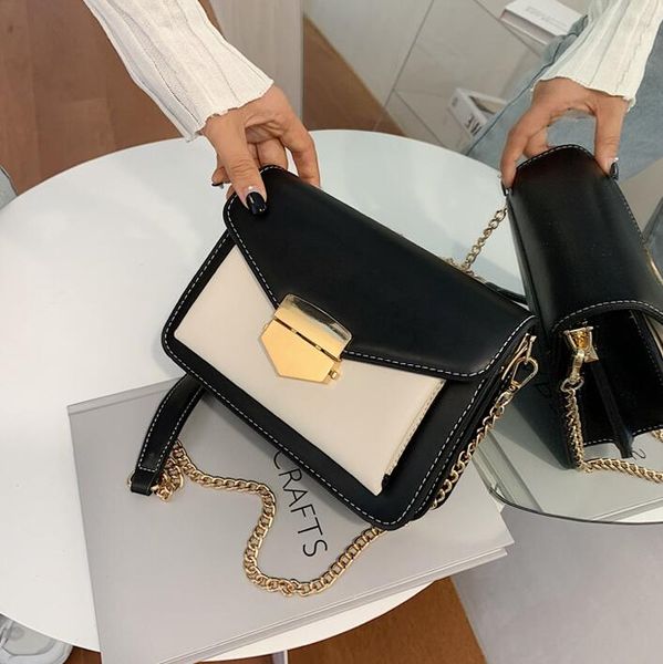 

fashion women flap bag contrast color chain shoulder bag pu women small handbag girl cross body