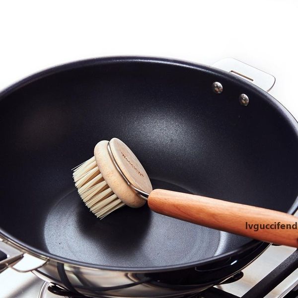 

creative kitchen nylon cleaning pan brush with wood handle do not stick oil does not hurt the pot high temperature resistant lz1065