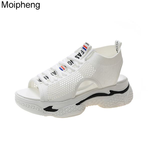 

moipheng chunky sandals women 2020 white fashion mesh ladies platform sandals summer wedges shoes black sandalias mujer