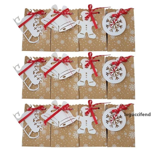 

12pcs christmas bags kraft paper bags goodie for christmas party decoration h4gd