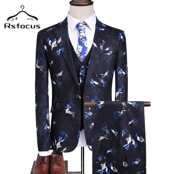 

rsfocus men suit 2020 slim fit male printed suits stylish mens suits wedding groom designer party prom wear brand clothing tz009, White;black